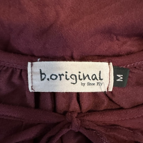 B. Original By Shoe Fly Boho Hippie Tiered Dress Burgandy Medium - Picture 7 of 8